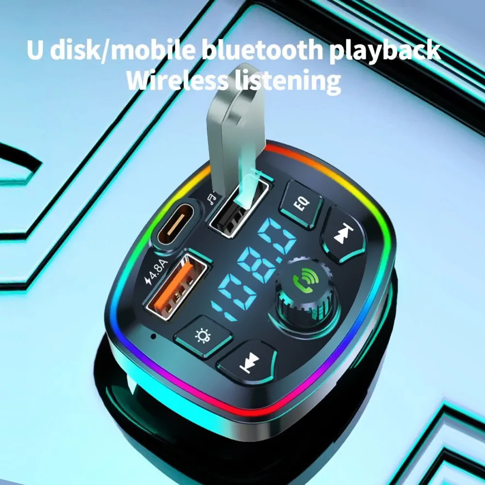 4 8A Двойной USB-порт PD Зарядка Mp3 True Bluetooth Автомобильное зарядное устройство Быстрое