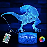 dinosaur toys for boys gift t rex 3d night light for kids age 1 2 3 4 5 6 7 8 9 10 remote control smart touch 16 colors chang