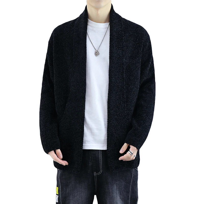 

Autumn and Winter Men's Loose Solid Color Fashion Knitted Casual All-match Trend Korean Jacket Comfortable Lapel Cardigan Top
