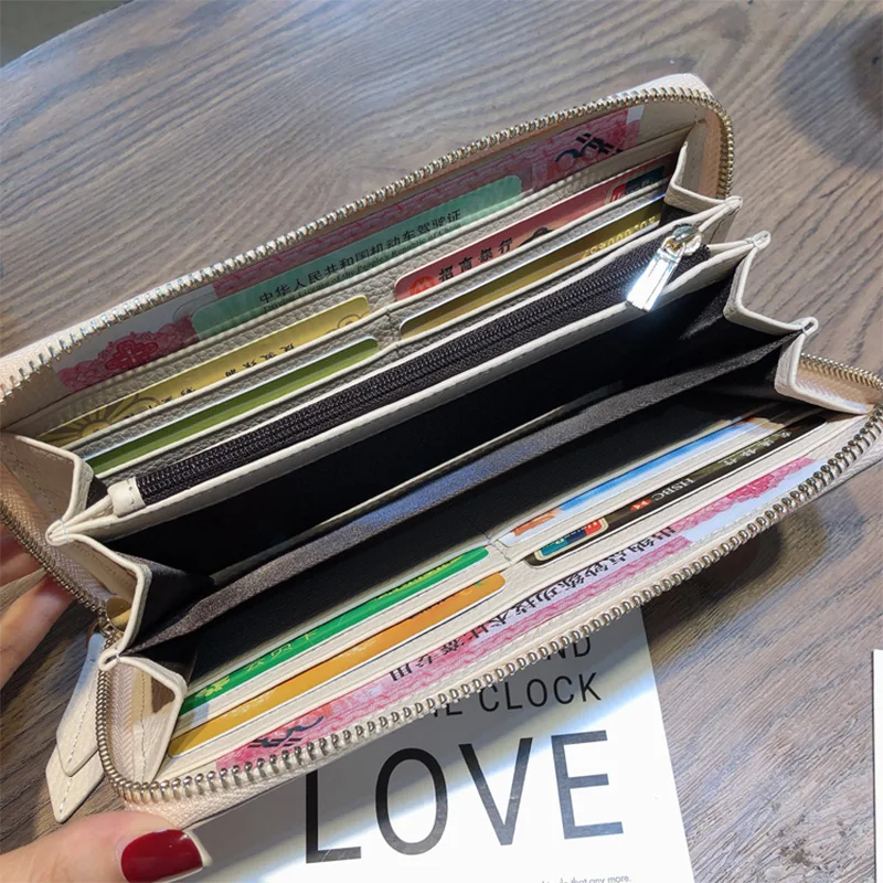 2023 New Women Wallets Letter Pattern Long Wallet Real Leather Female Purse For Cell Phone Calfskin Clutch Bag Brand Card Holder