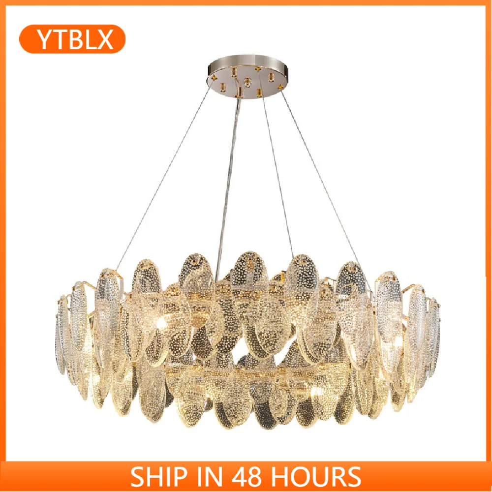 

Round Lustre Chandelier Bubble Glass Gold Silver Dimmable LED Luxury Hanging Lamp Home Appliance Home Decor For Living Room