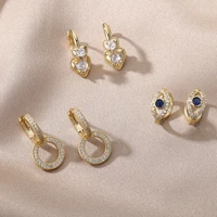 zircon heart round evil eye earrings 2022 trend sliver color stainelss steel earrings for women men luxury jewelry gift