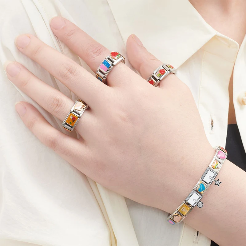 1PC Stainless Steel Charm Love Heart Cross Butterfly Pendant Italian Module DIY Splicing Links Bracelet Jewelry Findings