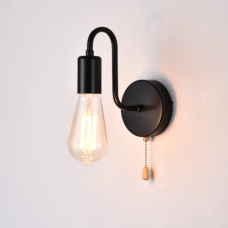 

Retro Industrial Decor Black Metal Wall Lamps Restaurant Bar Balcony Corridor Staircase Aisle Sconces with Switch Wall Lamp