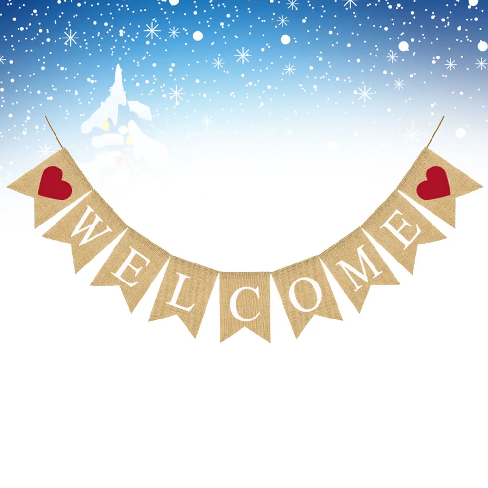 

Banner Welcome Weddingburlap Party Garland Classroom Office Flag Decor Hanging Sign Bunting Swallowtail Engagement Decoration