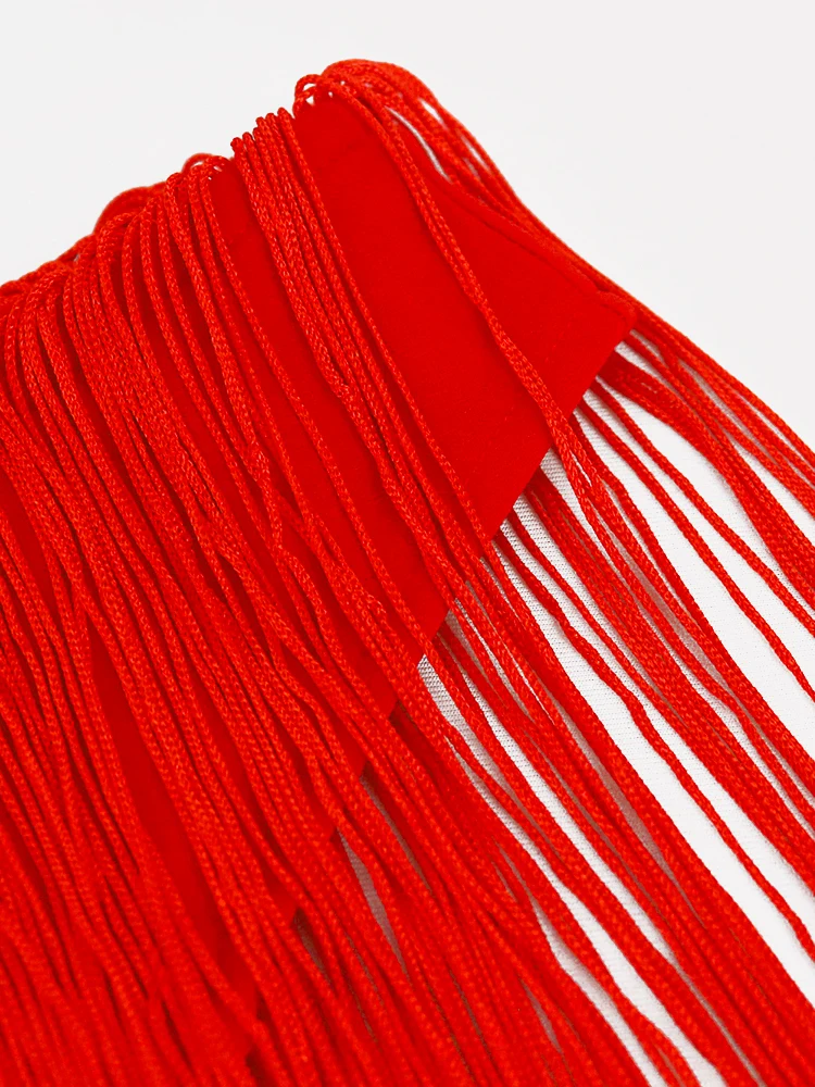 Tassel Evening Party Dresses Plus Size Sexy V Neck High Waist Sleeveless Midi Length Fringe Cocktail Outfits for Ladies 3XL 4XL