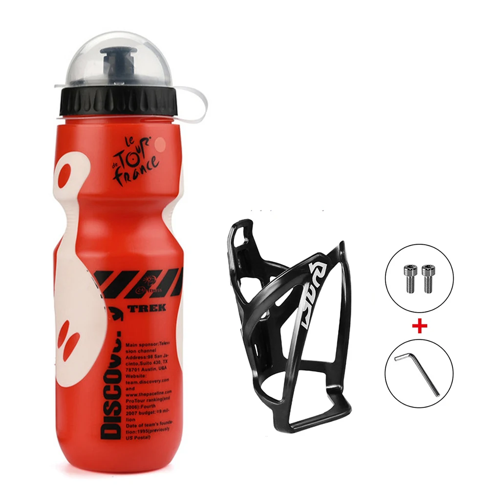 

650ML Mountain Bike Bicycle Cycling Water Drink Bottle+Holder Cage Outdoor Sports Plastic Portable Kettle Water Bottle Drinkware