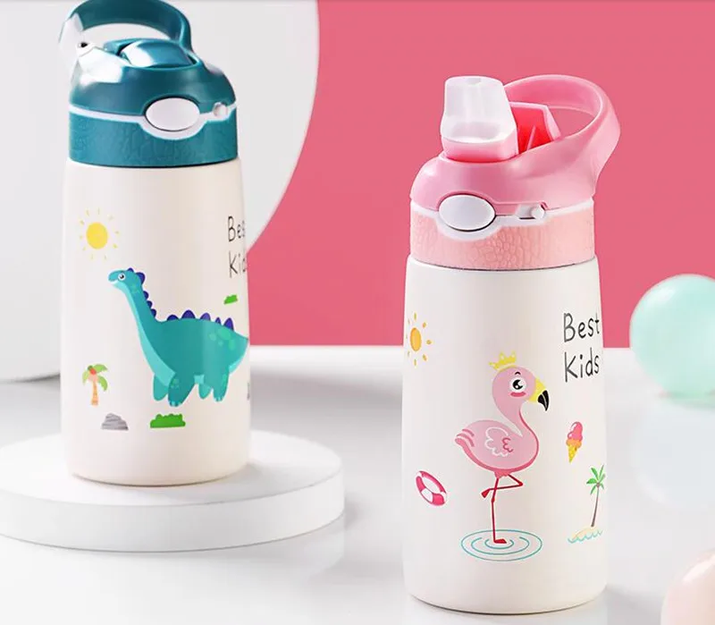 

400ML Children Thermos Water Bottle Baby Kids Thermos Mug with Straw 316 Stainless Steel Vacuum Flasks Tumbler Thermo Cup