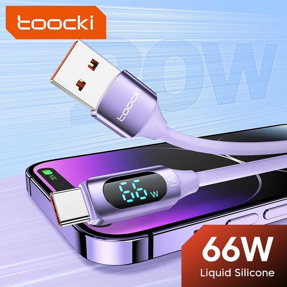 

Toocki 6A USB Type C Cable 66W Quick Fast Charging Data Cord USBC Charger Wire for Poco iPad Samsung Oneplus Xiaomi Huawei