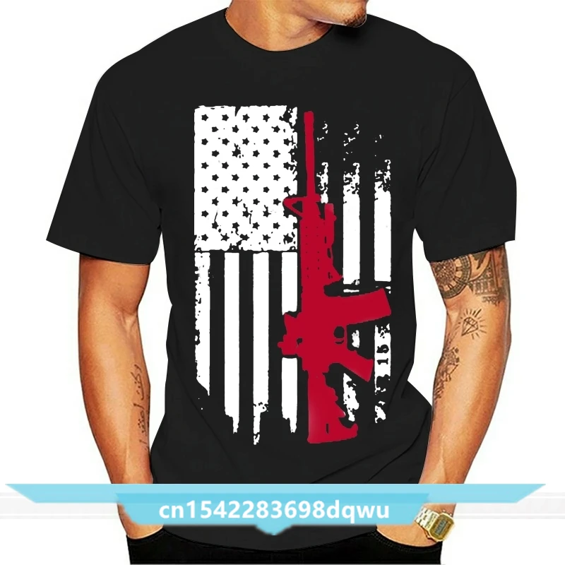 

Gun Free Right USA American AR 15 Flag T-shirt For Men Plus Size Cotton Team Tee Shirt 4XL 5XL 6XL Camiseta