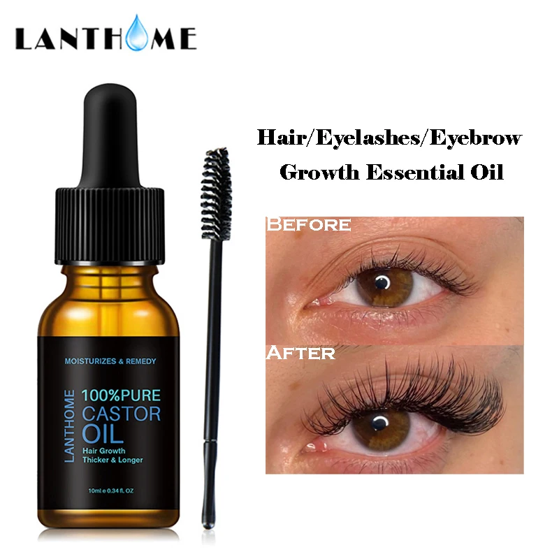 

Pure Castor Oil Eyelashes Growth Serum Hair Treatment Eyebrow Fast Growth Liquid Essential Oil Makeup Eyelash Enhancer 10ml