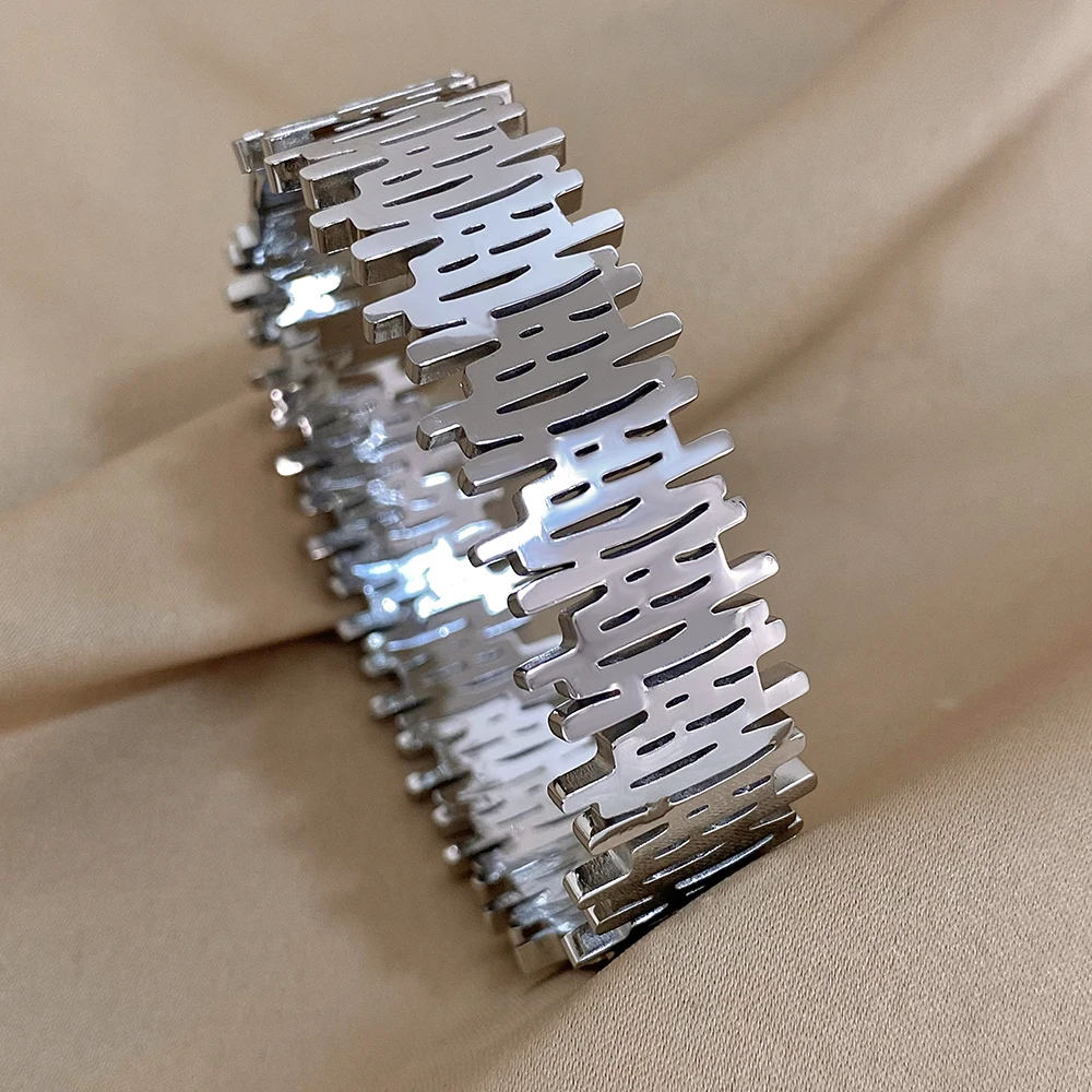 Крупные нестандартные металлические браслеты Greatera из нержавеющей стали для