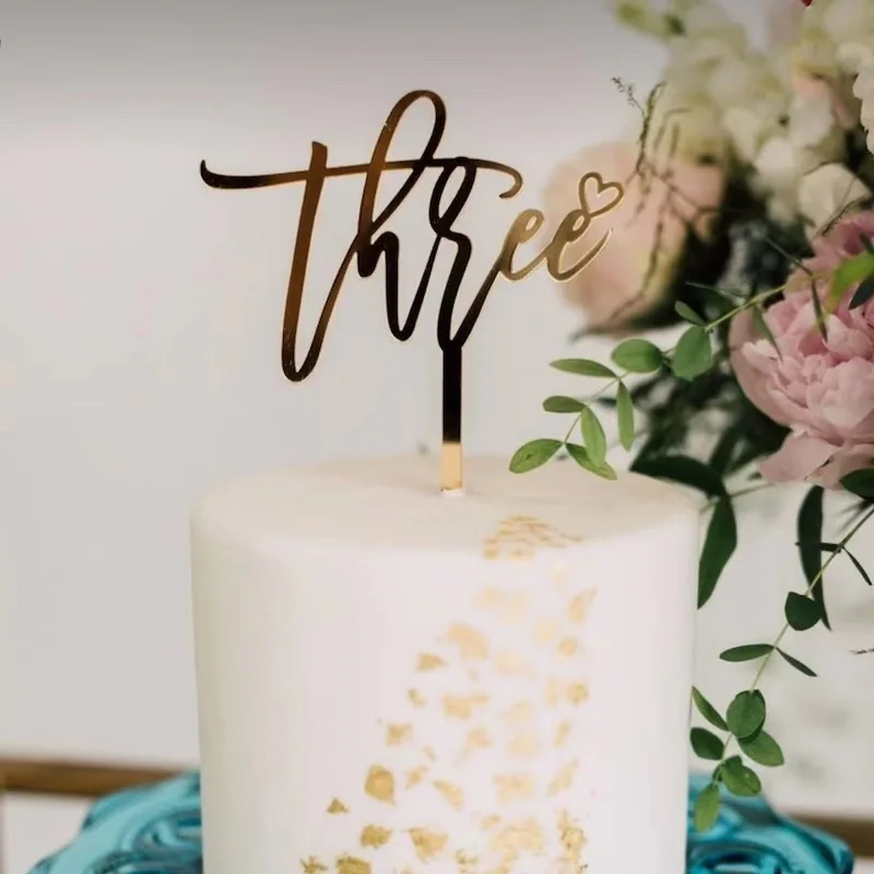 

One Two Three Cake Decorations Acrylic Number Cake Topper for Birthhday Wedding Anniversary Cake Decor decoracion para pasteles