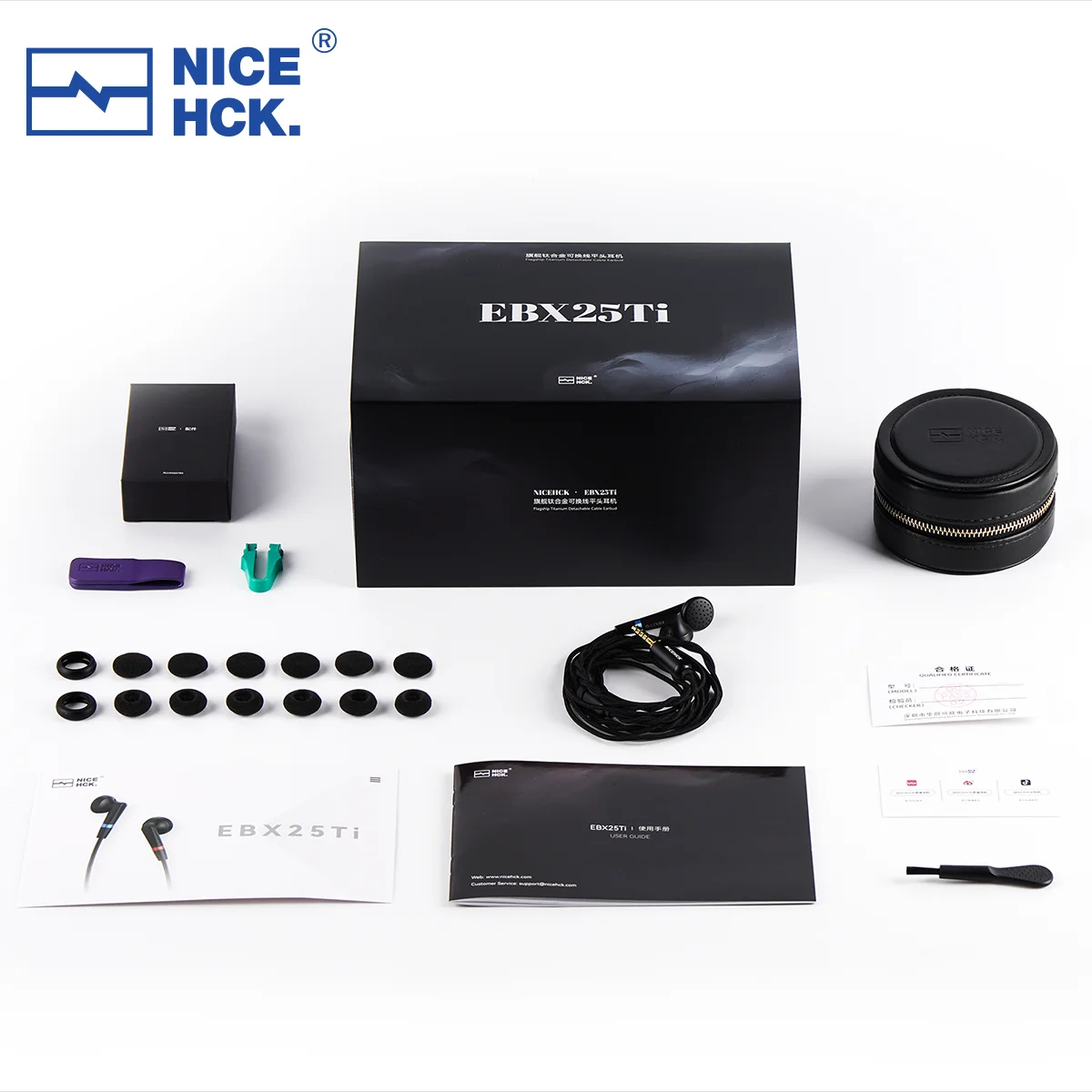 Фото Наушники NICEHCK EBX25Ti HiFi с 14,2-мм купольной диафрагмой с бериллиевым покрытием, проводные, со съемным разъемом MMCX, титановый корпус, IEM №2
