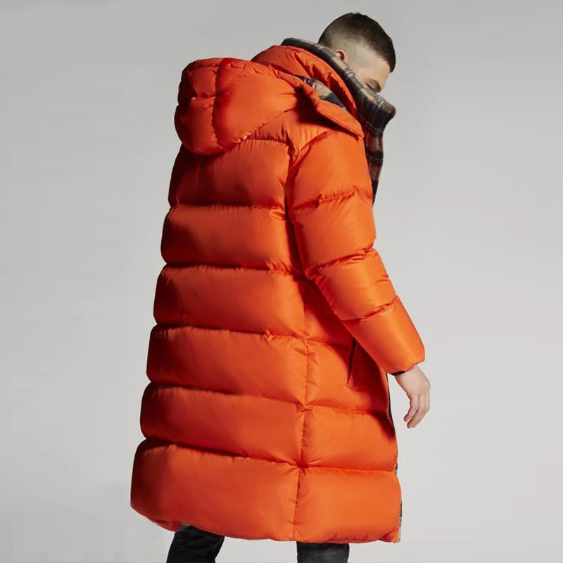 off-Season down Jacket Men's Mid-Length over-the-Knee Trendy Handsome Warm European and American plus Thick Coat Cotton Clothes