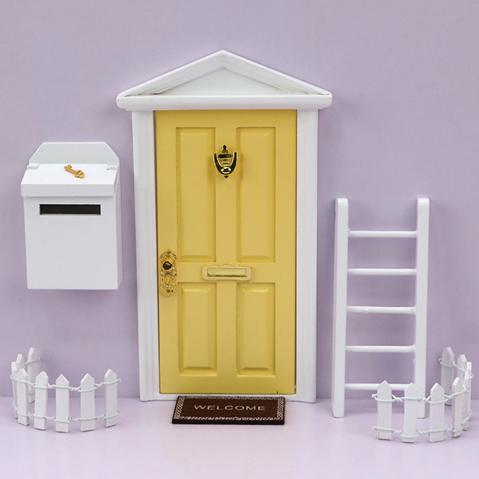 

Mini Fairy Door Cute Pink Mouse Hole 1:12 Miniature Dollhouse Furniture Wooden Door With Ladder Fence Mailbox Set Toys For Girl