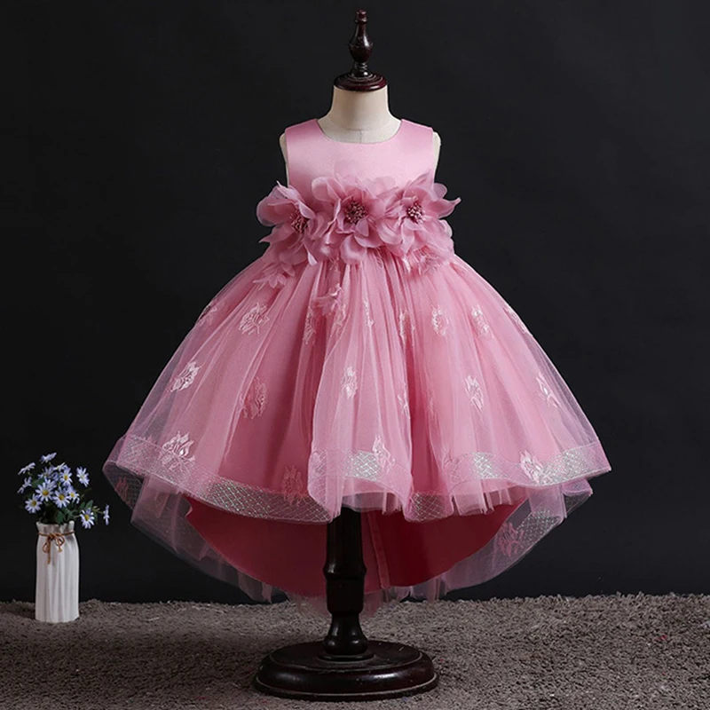 

Flower Girls Princess Wedding Party Trailing Dress Teenager Girl Elegant Ball Gown Dresses Children Kids Vestidos for 3-10Years