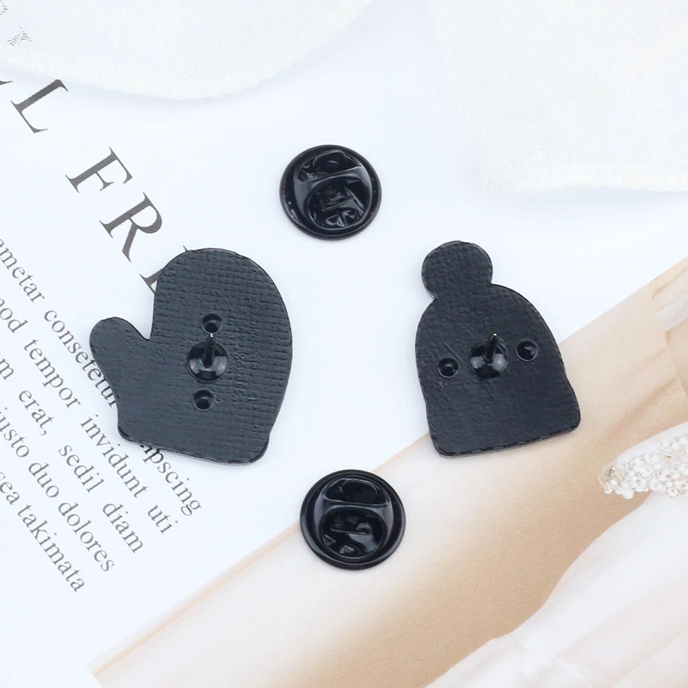 Милая синяя красная полосатая шляпа перчатки эмалированные булавки для женщин и