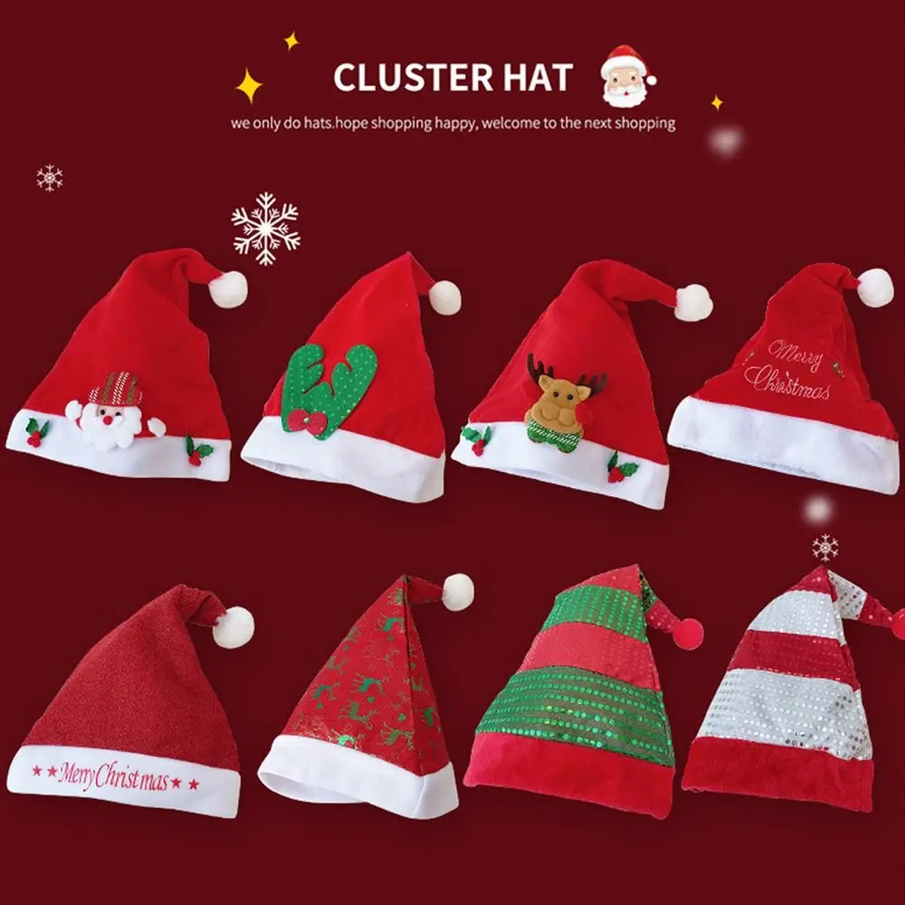 

Модная Милая Вышивка с оленями, рогами, в полоску Санта-Клауса, милая новогодняя Детская шапка, Рождественская шапка для девочек