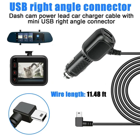 Автомобильный зарядный кабель 3 типа для видеорегистратора, GPS, с двумя USB-портами