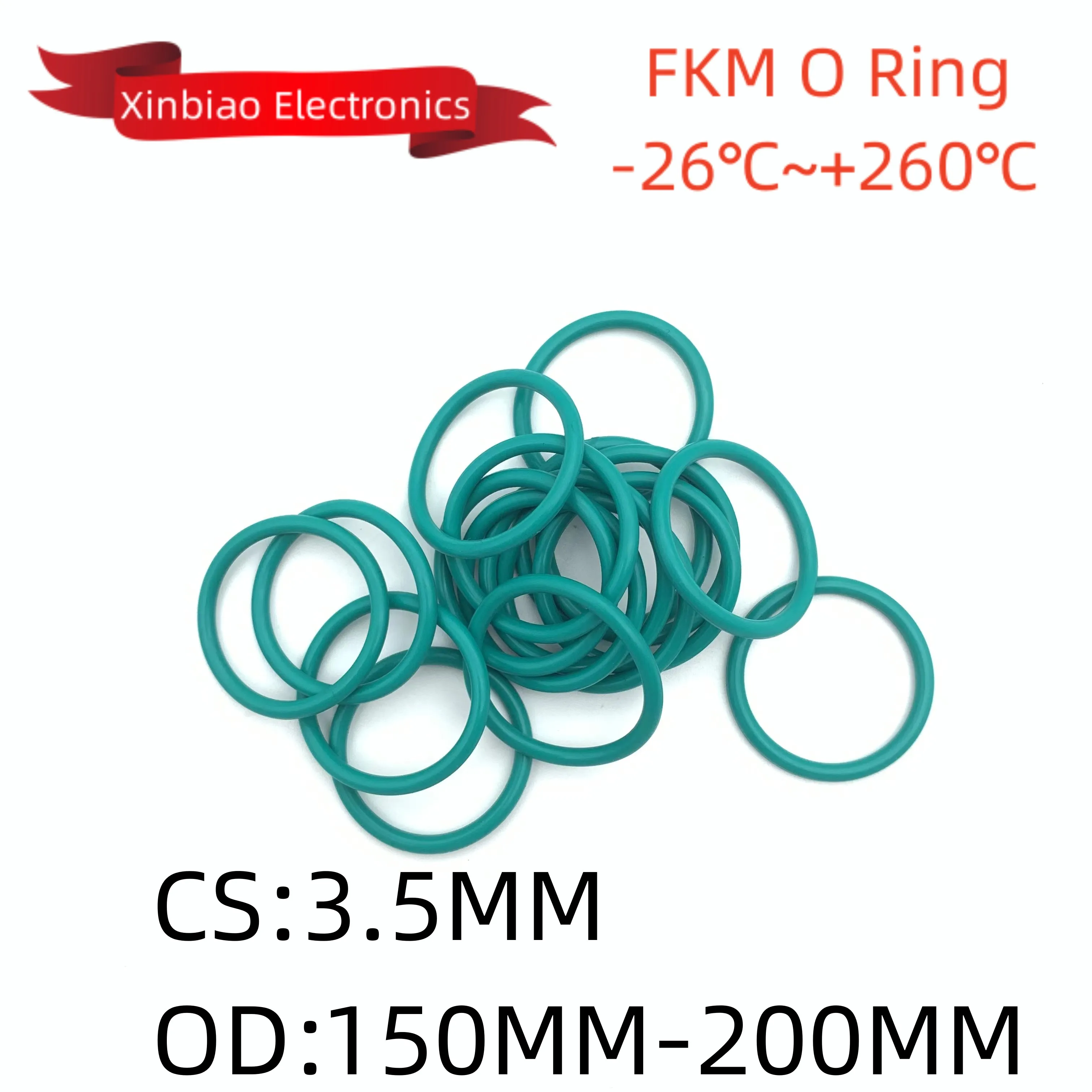 

Уплотнительное кольцо FKM улучшенное из фторрезины, CS 3,5 мм OD 150 ~ 200 мм, уплотнительная прокладка, изоляционное масло, устойчивое к высоким тем...