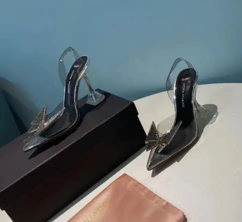 Женские туфли-лодочки из ПВХ прозрачные на высоком каблуке |