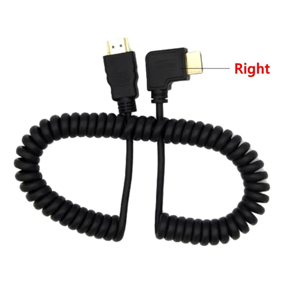 hdmi кабель Спиральный с пружинным спиральным штекером Hdmi 90 градусов вилка HDMI к