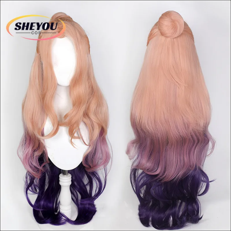 

Seraphine Cosplay Wig LOL Ocean Song Pink Purple Mixed Long 100cm Buns Synthetic Hair Heat Resistant Halloween Party Role Play