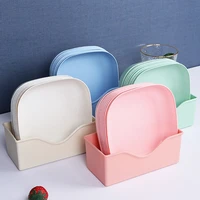 58pcs dinnerware set with base wheat straw solid color plastic plates bone tray seasoning dish home snack salad kitchen bowls