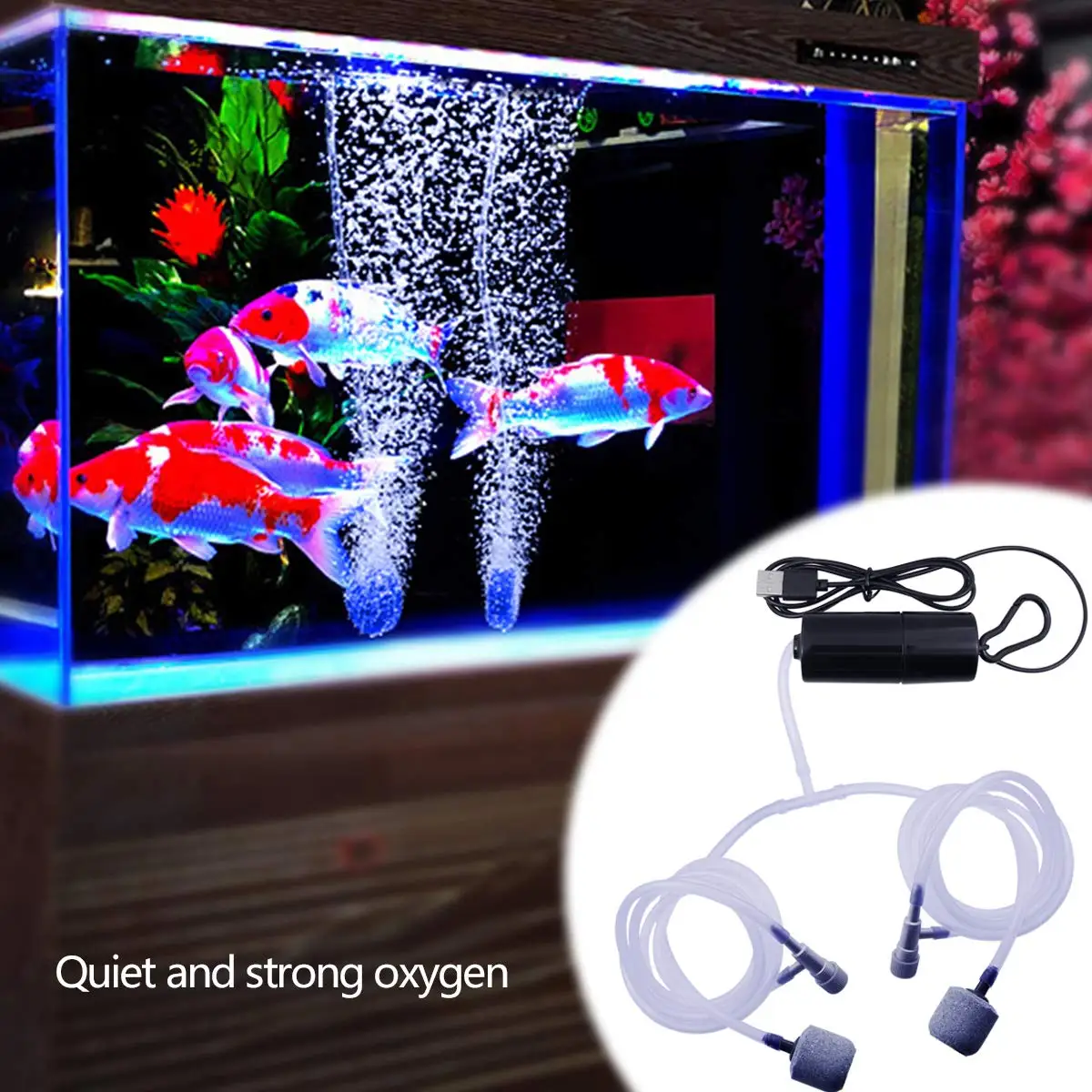 USB Aquarium Air Pump Portable Fish Tank Silent Compressor Aerator Small Quiet Oxygen with Accessories 5v 1W |