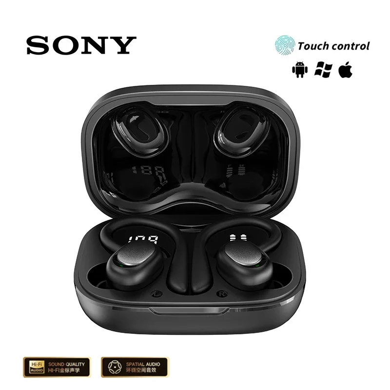 Фото Оригинальные беспроводные наушники Sony SP180, Tws наушники с микрофоном, спортивные наушники с зажимом для ушей, стереонаушники-вкладыши со светодиодным дисплеем №2