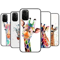 watercolor giraffe painting phone case for xiaomi redmi poco f1 f2 f3 x3 pro m3 9c 10t lite nfc black cover silicone back prett