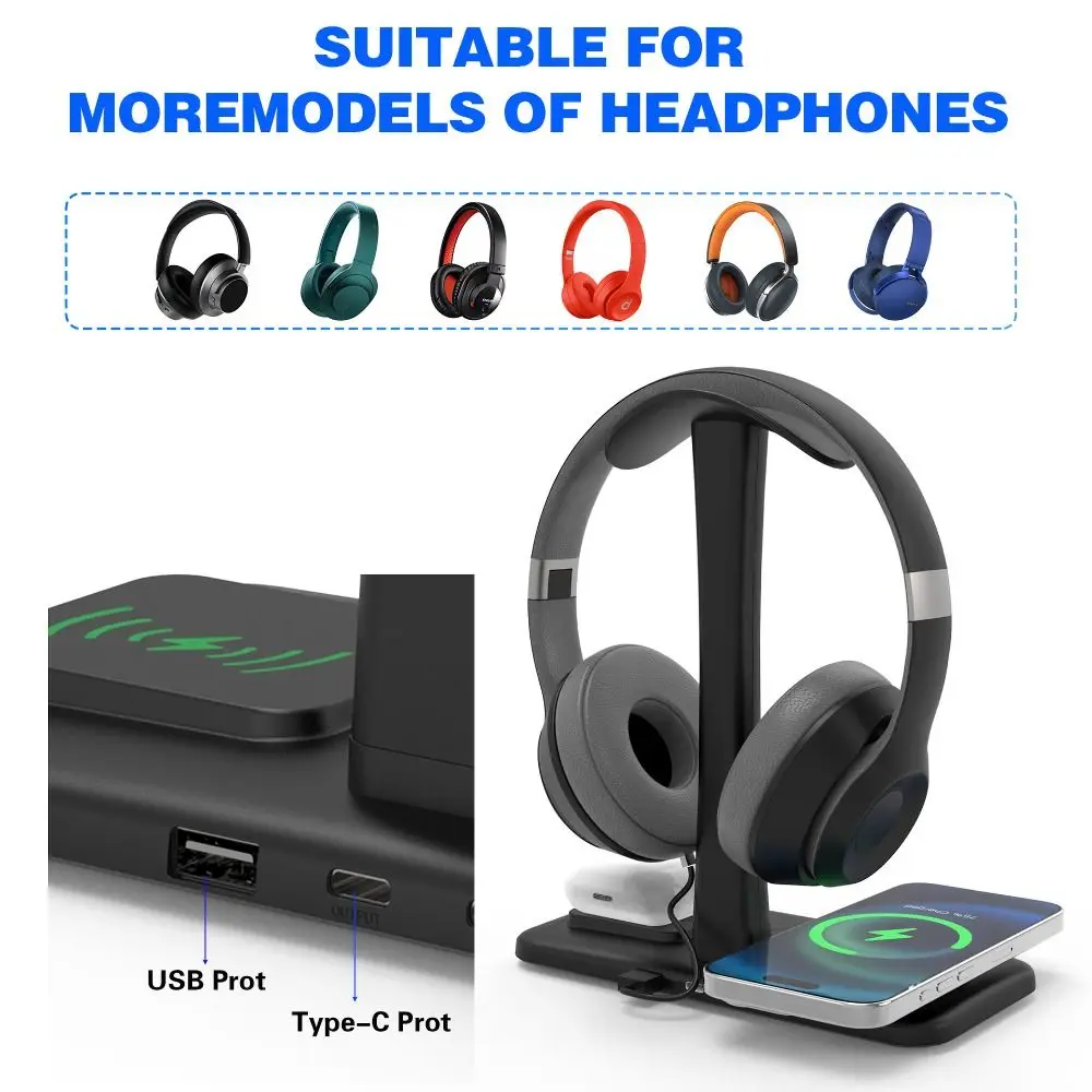 Подставка для гарнитуры RGB 3 в 1 кронштейн беспроводное зарядное устройство