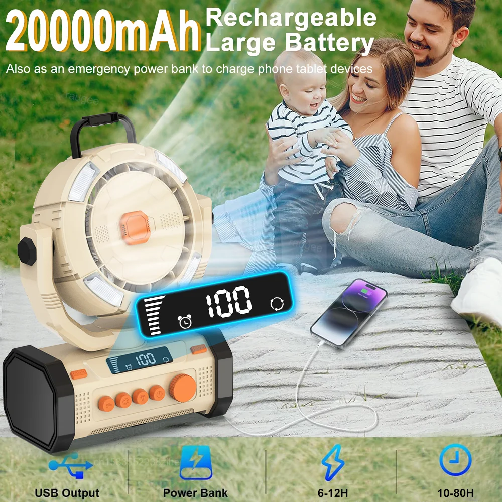 Портативный Беспроводной Вентилятор Для Кемпинга