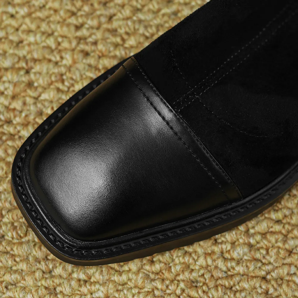 Женские Эластичные ботильоны danxuefei из натуральной кожи лоскутное шитье на