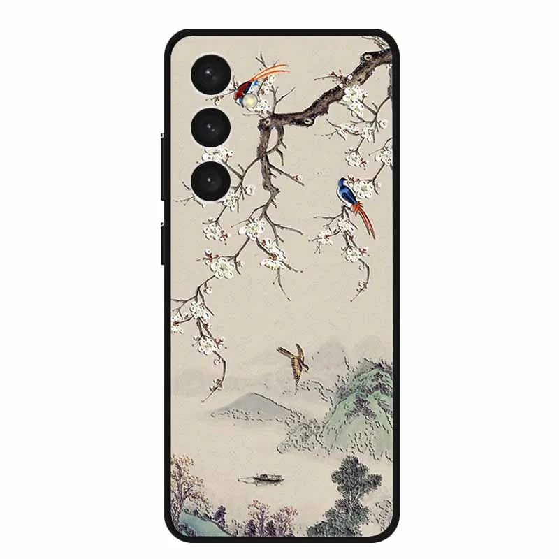 Чехол для Samsung Galaxy M14 4G 3D рельефный тисненый ударопрочный черный силиконовый