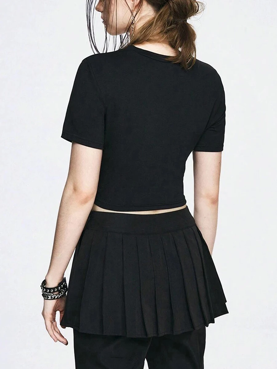 Женские укороченные футболки на Хэллоуин повседневные летние топы с короткими