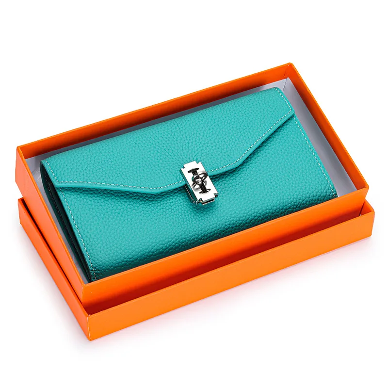 Cow Leather Wallet Bifold Coin Purse for Ladies Brand Design Women Long Clutch Wallets Phone Bags Card Holder Envelope Purses