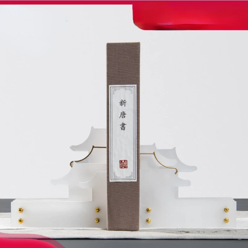 New Chinese acrylic emblem ancient architecture book relying on ornaments, study room, bookcase office, Bogu rack, high-end