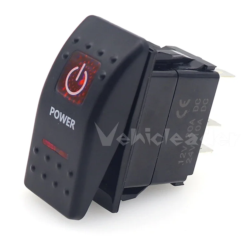 

1 шт., красная флейта, переключатель на 5 контактов, ВКЛ./ВЫКЛ., 12 В/24 В, автомобильный переключатель, для лодки, грузовика, флейта с двойной подсветкой, водный гудок (вкл.) ВЫКЛ.