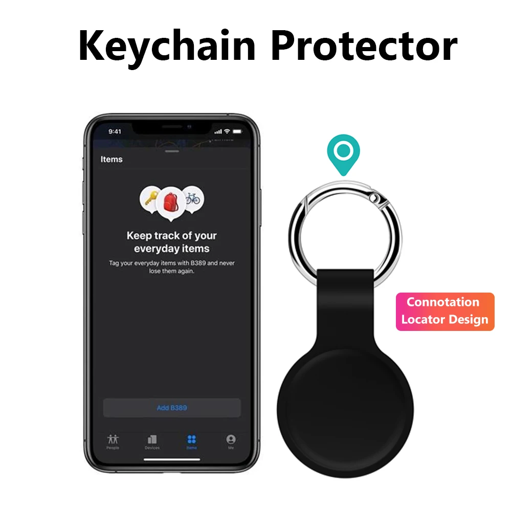 

Silicone Protective Sleeve with Keychain for Apple Airtags Locator Tracker Protection Cover Sweat-Proof Frame Style Cover
