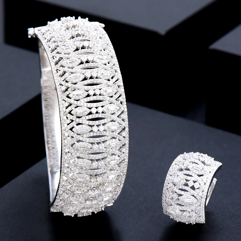 

GODK, 2 шт., браслеты/кольцо, роскошный, кубический цирконий, Открытый браслет, изменяемый размер, кольца, модные, для девочек, для женщин, Патри, ...