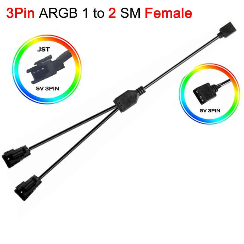 

Адаптер ARGB 3Pin RGB 4Pin AURA SYNC JST SM Женский, адаптер 30 см, кабель передачи на 12 В RGB 5В ARGB JST 3Pin SM3P SM4P