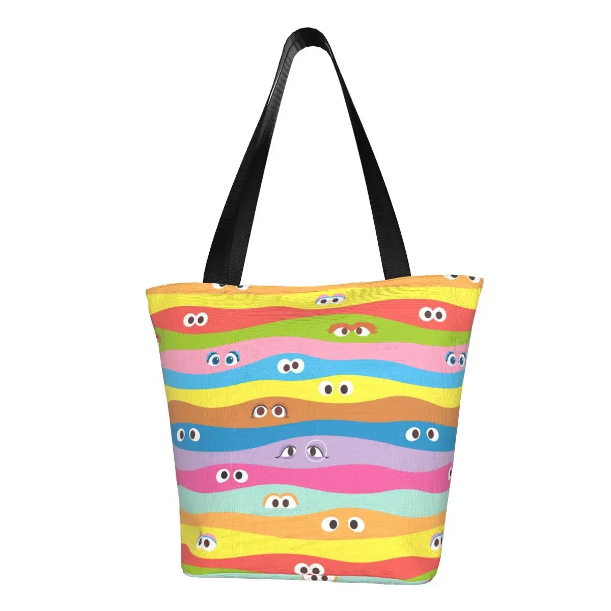 

Cookies Monsters Eyes Pattern Grocery Shopping Tote Bags Women Cute Canvas Shoulder Shopper Bags Large Capacity Handbag