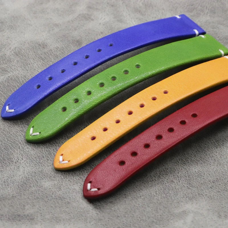 

Genuine Leather Watch bands Bracelet Calf Replacement Watch Strap Men 18mm 20mm 22mm high quality Soft handmade thin wristband
