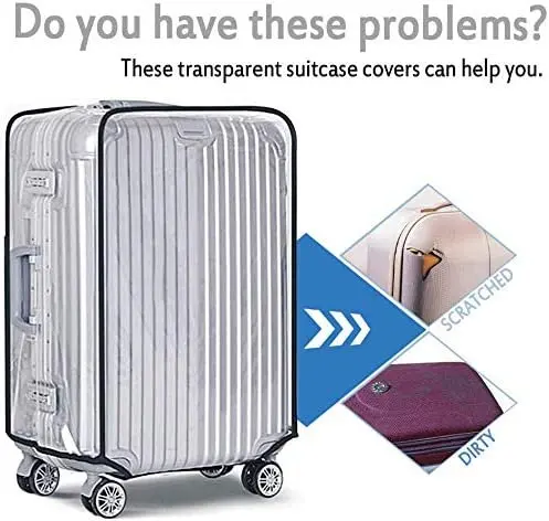 2pcs 28inch Clear PVC Waterproof Suitcase Cover for Travel Luggage