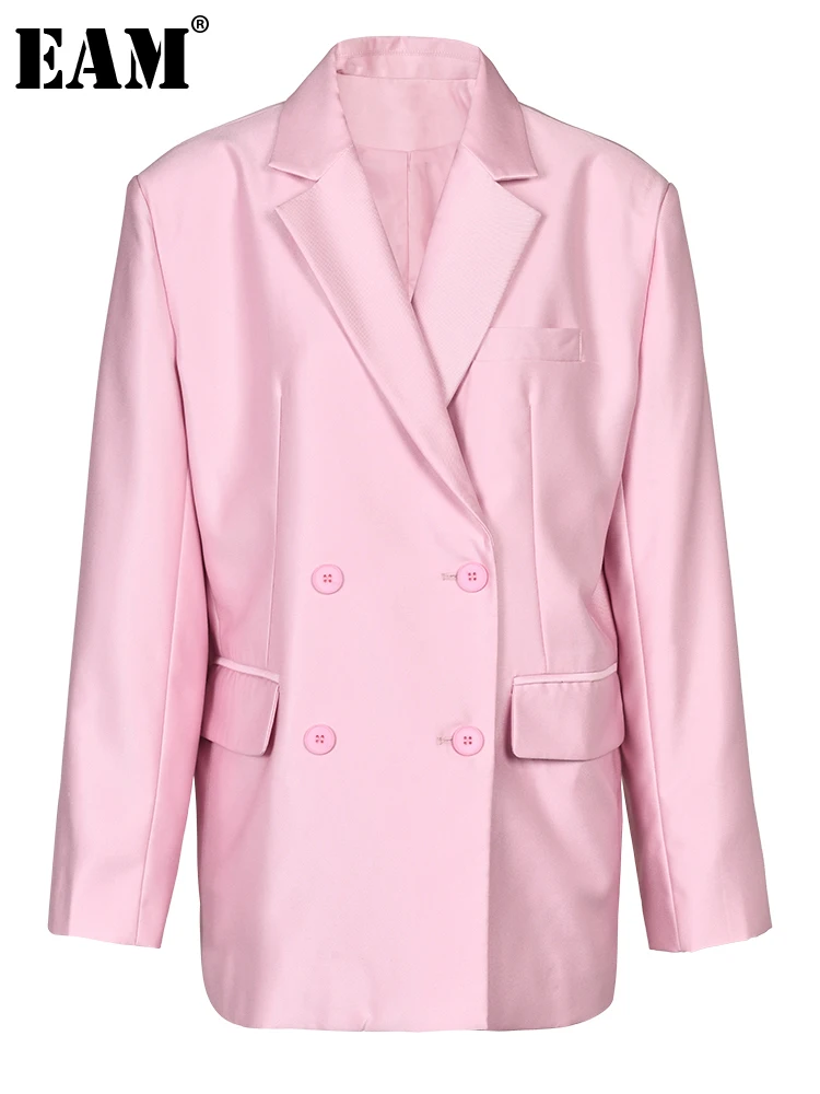 

[EAM] Women Double Breasted Big Size Blazer New Lapel Long Sleeve Loose Fit Jacket Fashion Tide Spring Autumn 2023 1DE717911