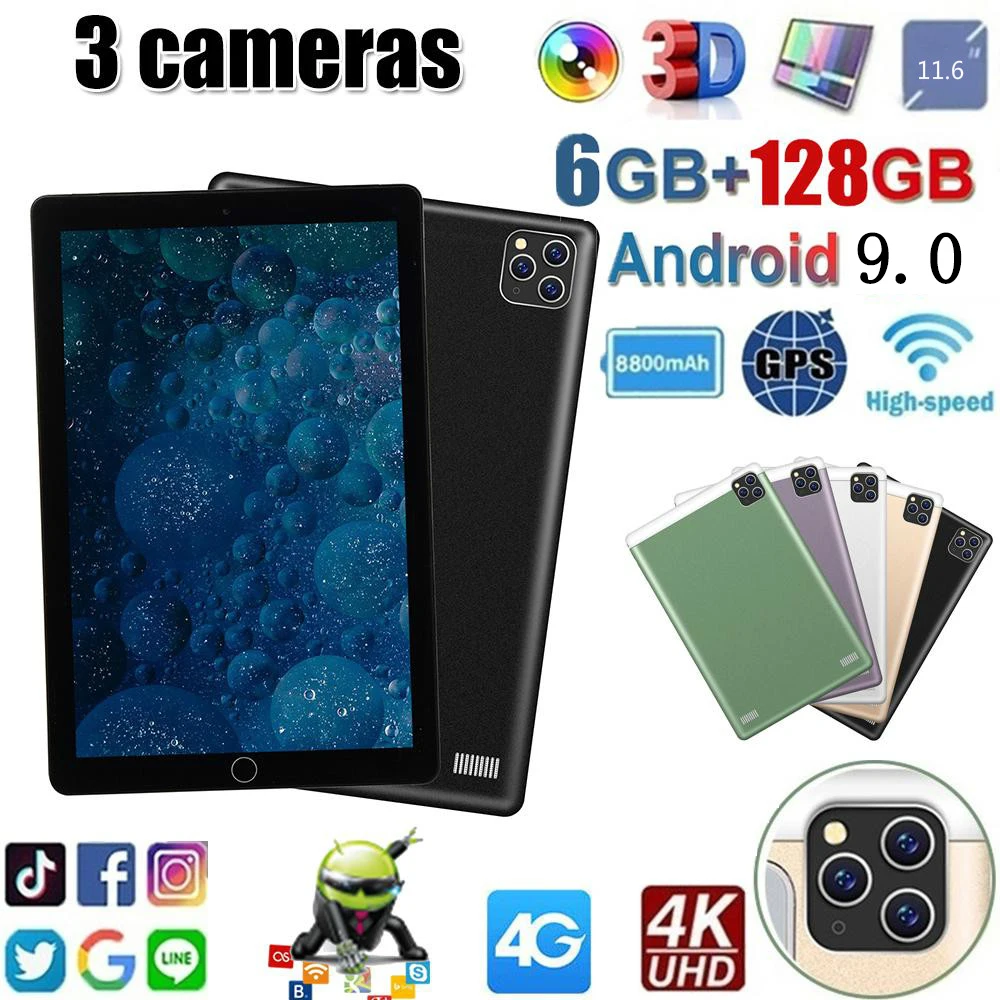 

2022 New 10.1 Inch Tablet Android 9.0 6G+128GB tablet 4G Call Phone Tablet Running WIFi Link Game GPS Tablet
