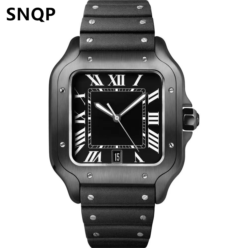 

Men Women Silver Tank Wristwatches for Valentine Gift Luxury Leather Business Automatic Mechanical Waterproof Clock