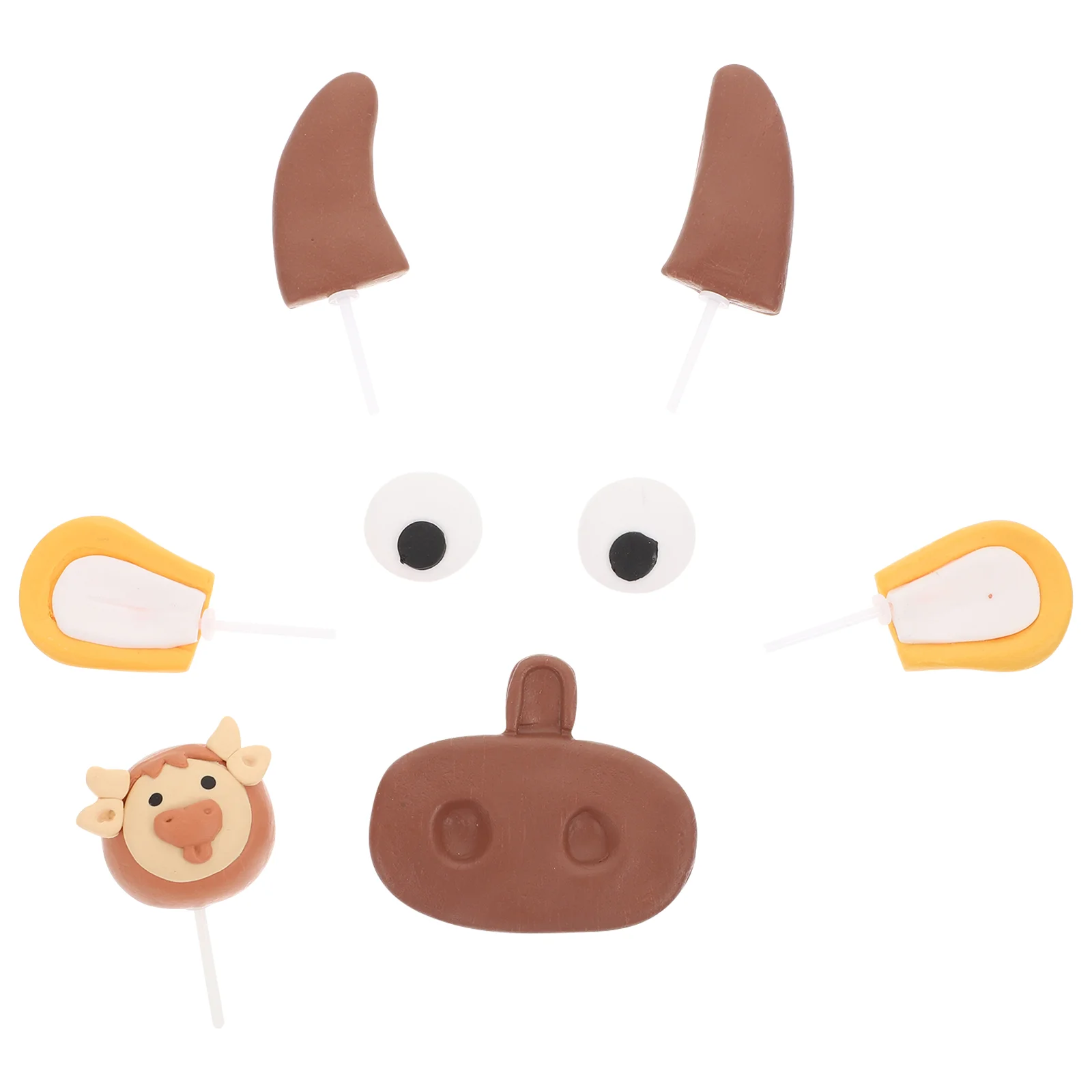 

1 Set Lovely Cow Cake Decoration Materials with Cow Figurine for Party Decor